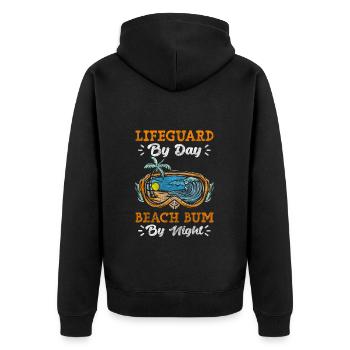 Lifeguard Beach Holidays - Unisex Premium Organic Zip Hoodie - black - Back - Nico (187cm)