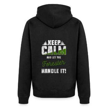 Förster Forst Jagd - Unisex Premium Bio Zip Hoodie - Schwarz - Hinten - Nico (187cm)