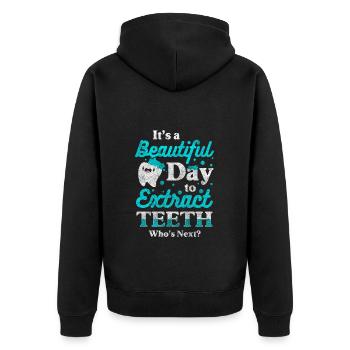 Zahnarzt Zahn Medizin Zahnpasta - Unisex Premium Bio Zip Hoodie - Schwarz - Hinten - Nico (187cm)
