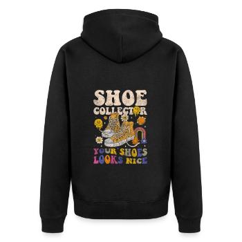 Schuhliebhaber Liebe Auffällig - Unisex Premium Bio Zip Hoodie - Schwarz - Hinten - Nico (187cm)