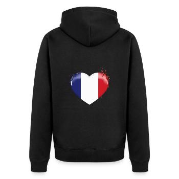 DRAPEAU DE LA FRANCE DRAPEAU COEUR FRANCE - Veste à capuche bio Premium Unisexe - noir - Dos - Nico (187cm)