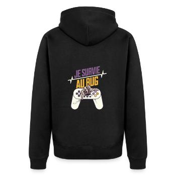 je survie au bug t-shirt gaming idée cadeau geek - Veste à capuche bio Premium Unisexe - noir - Dos - Nico (187cm)