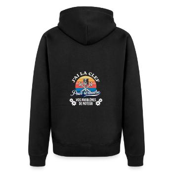 T-shirt homme mécanicien automobile humour cadeau - Veste à capuche bio Premium Unisexe - noir - Dos - Nico (187cm)