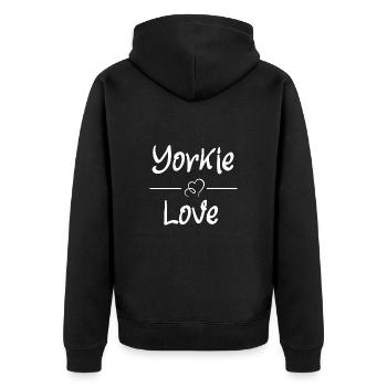 Yorkie Love - Unisex Premium Bio Zip Hoodie - Schwarz - Hinten - Nico (187cm)