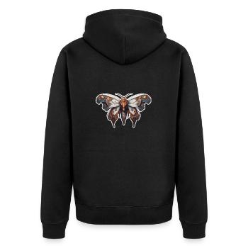 Motte / Tier / Insekt / Larve / Schädling - Unisex Premium Bio Zip Hoodie - Schwarz - Hinten - Nico (187cm)
