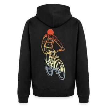 Vintage Mountain Biker Drawing - Unisex Premium Organic Zip Hoodie - black - Back - Nico (187cm)