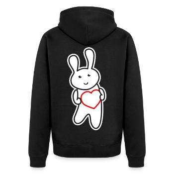 Lapin avec cœur : Amour et gentillesse - Veste à capuche bio Premium Unisexe - noir - Dos - Nico (187cm)