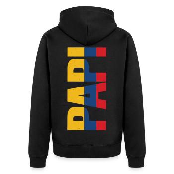 PAPI Colombia – Latin Dad Style in a Retro Look - Unisex Premium Organic Zip Hoodie - black - Back - Nico (187cm)