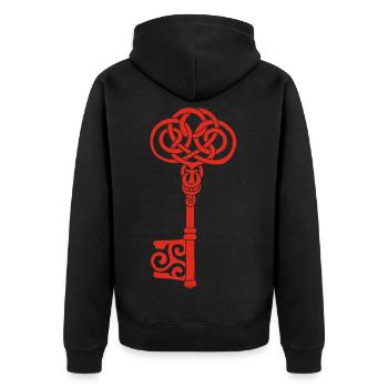 Red Celtic Key - Unisex Premium Organic Zip Hoodie - black - Back - Nico (187cm)