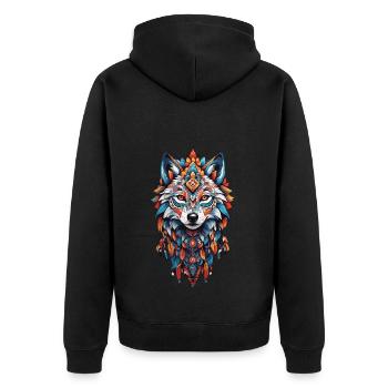 spirituel du loup Mandala et plumes indiennes - Veste à capuche bio Premium Unisexe - noir - Dos - Nico (187cm)