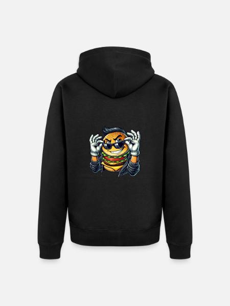 Cool burger with sunglasses - Unisex Premium Organic Zip Hoodie - black