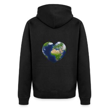 Earth Heart Gift Idea Planète en forme de cœur - Veste à capuche bio Premium Unisexe - noir - Dos - Nico (187cm)