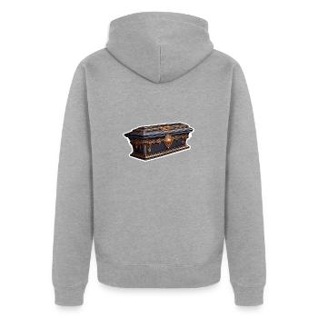 Cercueil / Dernière demeure / Terre / Enterrement - Veste à capuche bio Premium Unisexe - gris chiné - Dos - Nico (187cm)