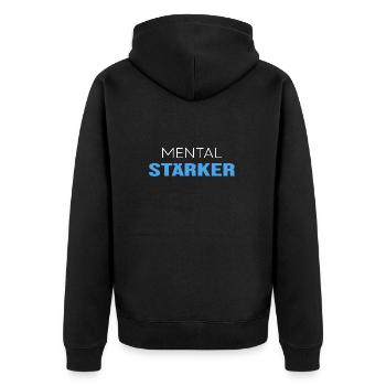 Eisbader-Motivation "mental stärker" Eisbad Kneipp - Unisex Premium Bio Zip Hoodie - Schwarz - Hinten - Nico (187cm)