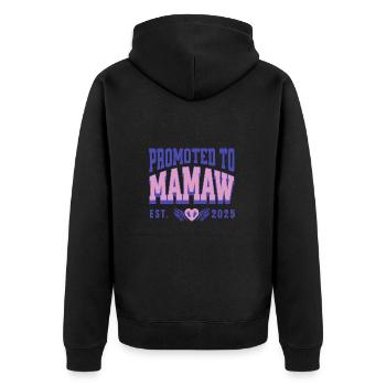 Promoted To Mamaw Est.2025 Pregnancy Announcement - Unisex Premium Organic Zip Hoodie - black - Back - Nico (187cm)