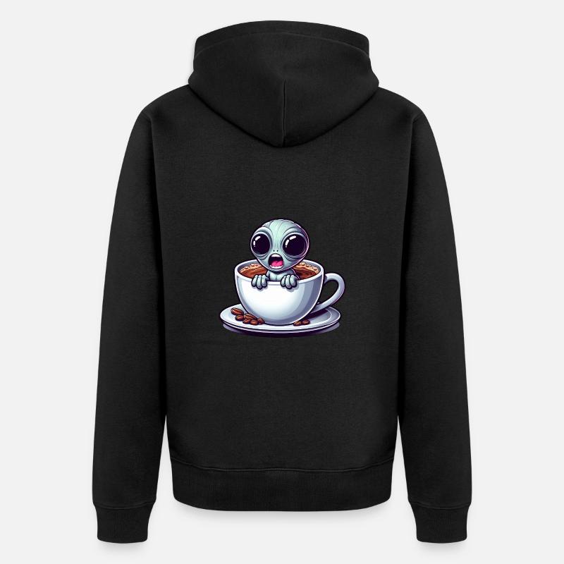 Alien Coffee Lover Caffeine Shock - Veste à capuche bio Premium Unisexe - noir