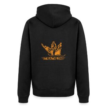Triathlon - Unisex Premium Organic Zip Hoodie - black - Back - Nico (187cm)