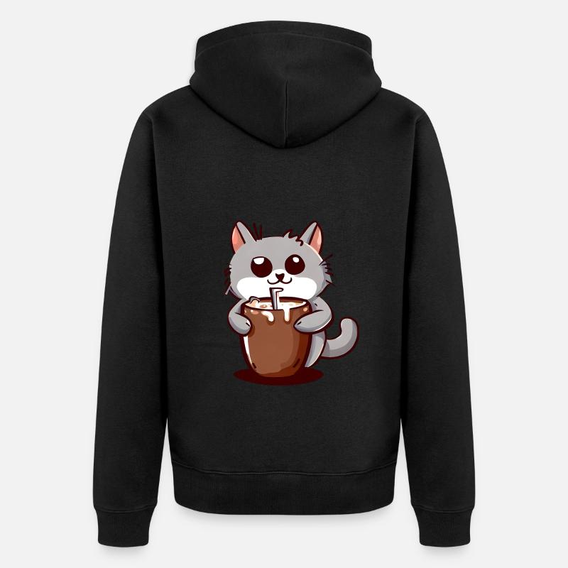 Chat de cacao - Veste à capuche bio Premium Unisexe - noir