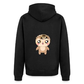 Faultier mit Springspinne - Unisex Premium Bio Zip Hoodie - Schwarz - Hinten - Nico (187cm)
