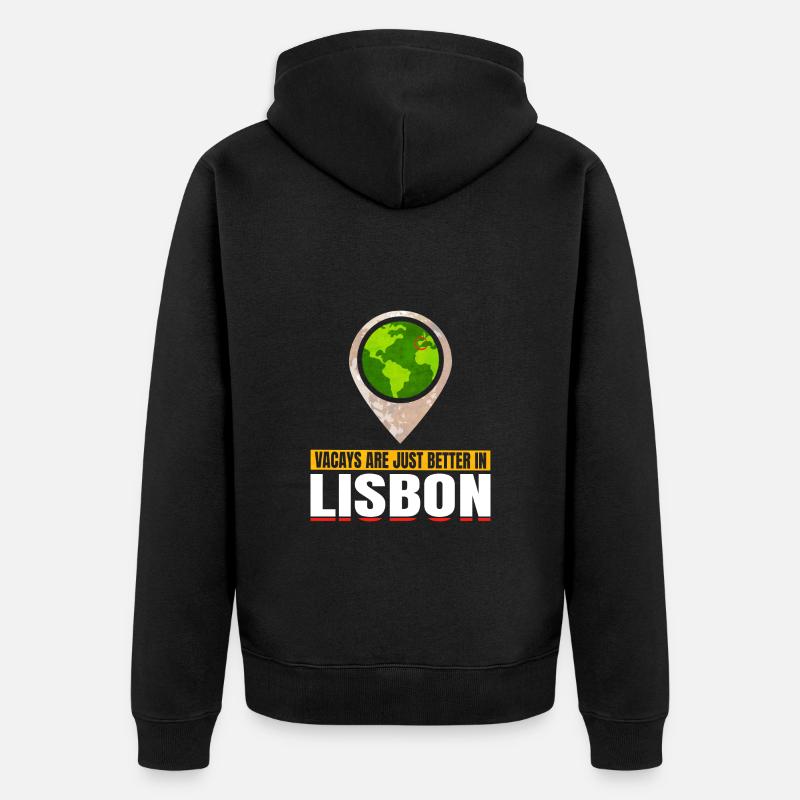 Joyable Lisbonne Agréable Tourisme Citation - Veste à capuche bio Premium Unisexe - noir