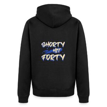 Shorty Hit Forty Hello Forties Wird 40. Geburtstag - Unisex Premium Bio Zip Hoodie - Schwarz - Hinten - Nico (187cm)