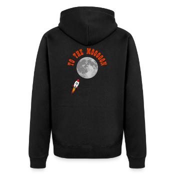 To The Moon Rocket Crypto Cryptocurrency Exchange - Unisex Premium Organic Zip Hoodie - black - Back - Nico (187cm)