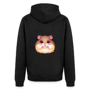 Cute hamster with full cheeks - - Unisex Premium Organic Zip Hoodie - black - Back - Nico (187cm)