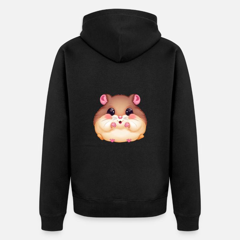 Mignon hamster aux joues pleines - - Veste à capuche bio Premium Unisexe - noir