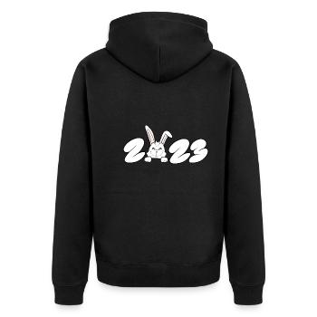 Das Jahr des Hasen 2023 - Unisex Premium Bio Zip Hoodie - Schwarz - Hinten - Nico (187cm)