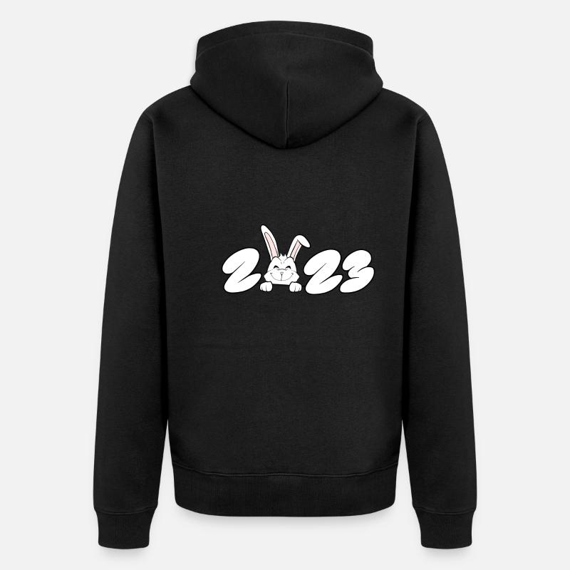 L’année du lièvre 2023 - Veste à capuche bio Premium Unisexe - noir