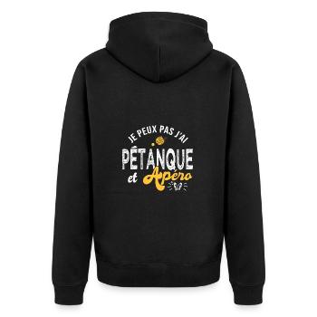 je peux pas j ai pétanque et apéro Humour petanque - Veste à capuche bio Premium Unisexe - noir - Dos - Nico (187cm)
