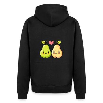 Birne Paar Liebe Herz Lustig - Unisex Premium Bio Zip Hoodie - Schwarz - Hinten - Nico (187cm)