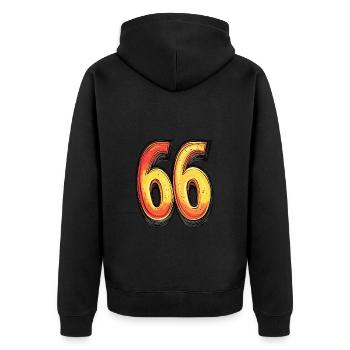 66 Number Comic - Unisex Premium Organic Zip Hoodie - black - Back - Nico (187cm)