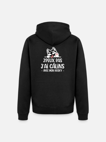 Husky cadeau drôle chien mignon - Veste à capuche bio Premium Unisexe - noir