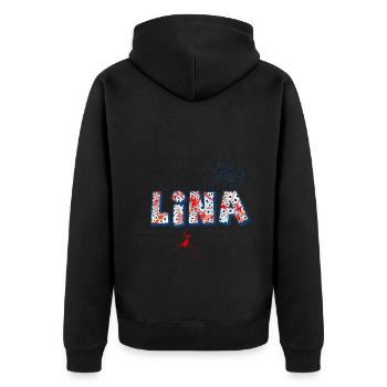lina e 260 - Unisex Premium Bio Zip Hoodie - Schwarz - Hinten - Nico (187cm)