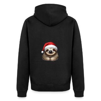 Santa Sloth funny Sloth with Christmas Hat - Unisex Premium Bio Zip Hoodie - Schwarz - Hinten - Nico (187cm)
