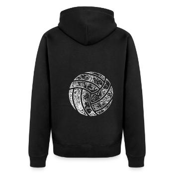 Vintage Volleyball - Vintages Handball Design - Unisex Premium Bio Zip Hoodie - Schwarz - Hinten - Nico (187cm)