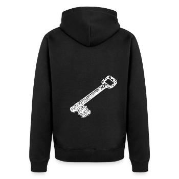 Vintage uralt rostig rustikale Hausschlüssel - Unisex Premium Bio Zip Hoodie - Schwarz - Hinten - Nico (187cm)