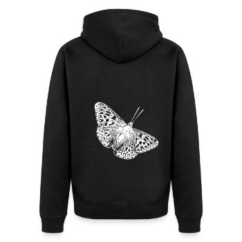 Eleganter Vintage Schmetterling - Unisex Premium Bio Zip Hoodie - Schwarz - Hinten - Nico (187cm)