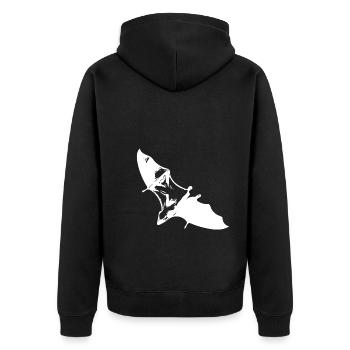 Segelnder Flughund im Gleitflug - Unisex Premium Bio Zip Hoodie - Schwarz - Hinten - Nico (187cm)