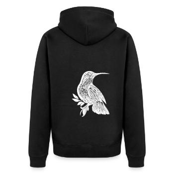Exotic Tattoo Hummingbird Tribal Style Wing - Unisex Premium Organic Zip Hoodie - black - Back - Nico (187cm)