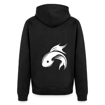 Fish Portrait Tattoo - Unisex Premium Organic Zip Hoodie - black - Back - Nico (187cm)