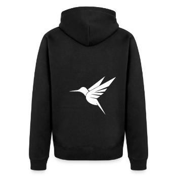 Schwebender Kolibri Tattoo Tribal Schwingen - Unisex Premium Bio Zip Hoodie - Schwarz - Hinten - Nico (187cm)