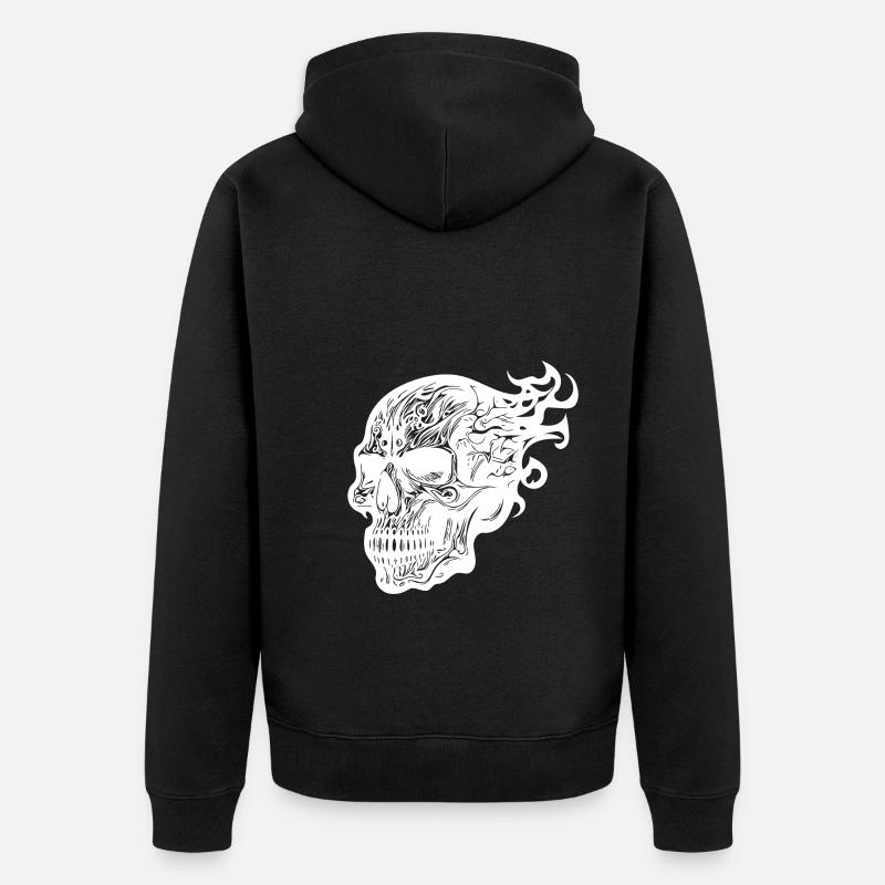 Brûlant tatouage Crâne de feu - Veste à capuche bio Premium Unisexe - noir