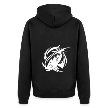 Fight Fish Portrait Tattoo - Unisex Premium Organic Zip Hoodie - black - Back - Nico (187cm)
