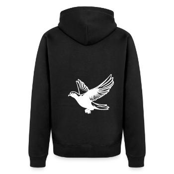 Pigeon in flight with wings - Unisex Premium Organic Zip Hoodie - black - Back - Nico (187cm)