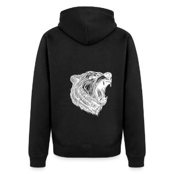 Tête d’ours sauvage aux dents acérées - Veste à capuche bio Premium Unisexe - noir - Dos - Nico (187cm)