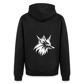 Wild Wolf Head Tattoo Style Portrait - Unisex Premium Organic Zip Hoodie - black - Back - Nico (187cm)