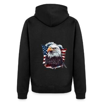 American bald eagle with USA flag - Unisex Premium Organic Zip Hoodie - black - Back - Nico (187cm)