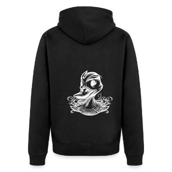 Funny duck with a big beak - Unisex Premium Organic Zip Hoodie - black - Back - Nico (187cm)